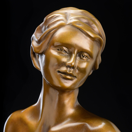 Realistic Bronze Sculpture of young woman showing charming character
