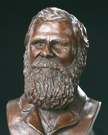 Realistic lifelike Bronze Portrait Bust of DD Palmer, showing good likeness to his photo