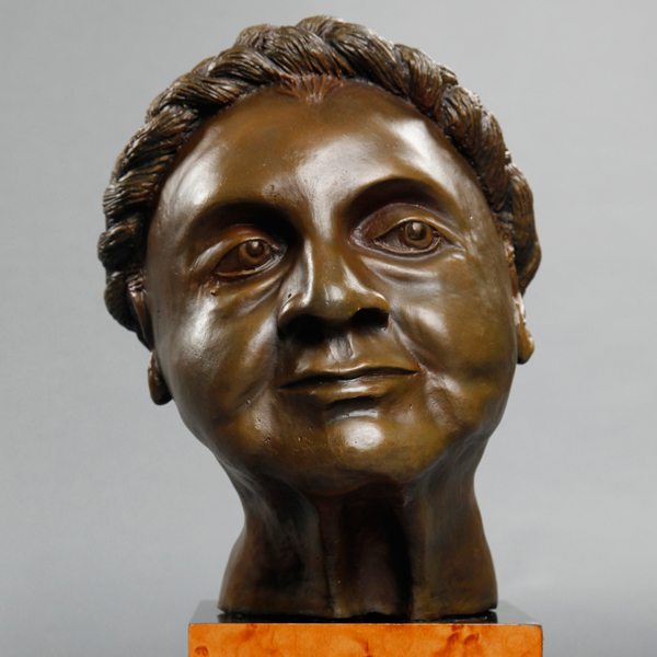 Bronze sculpture statue bust middle aged woman Acceptance of Life