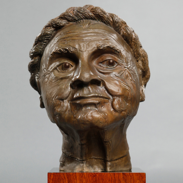 Bronze statue sculpture old woman Acceptance of Life private site specific commission