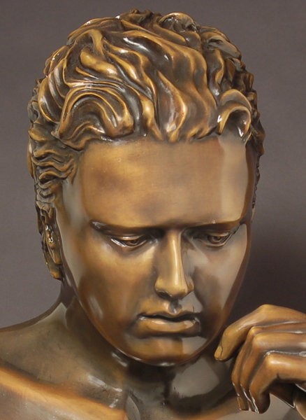 Bronze sculpture bust life size statue young man handsome face classic traditional figurative realistic