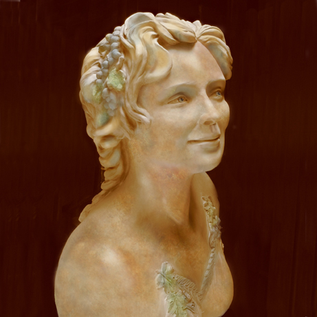 Bronze sculpture life size Pomona goddess of grapes fruit garlands greek style classic traditional realistic figurative