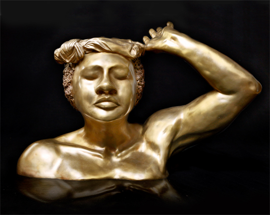 Figurative Classic Bronze Sculpture showcasing the spirit of a proud and serene African woman
