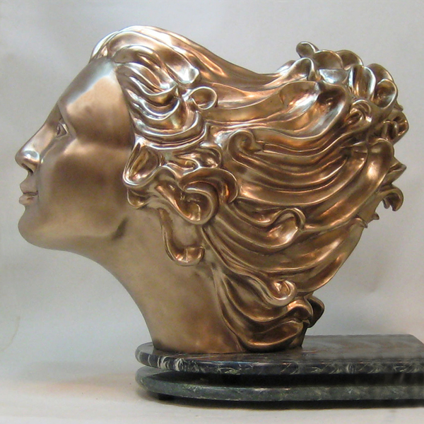Stylized Art Deco bronze Sculpture intrepretation of Zephyr warm gentle west wind